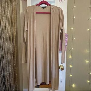 Beige Ribbed Duster